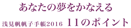 あなたの夢をかなえる浅見帆帆子手帳2016 11のポイント